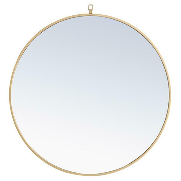 Doba-Bnt 32 in. Eternity Metal Frame Round Mirror with Decorative Hook, Brass SA2952151
